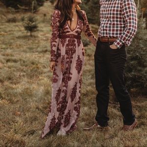 For Love & Lemons Temecula Dress Maroon XS, Like New!